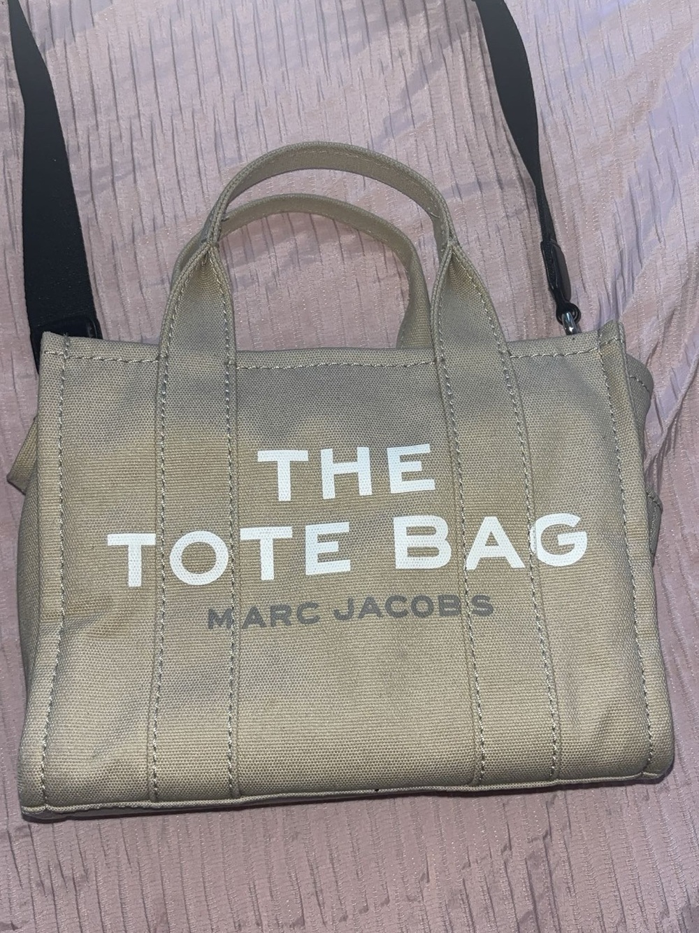 Marc Jacobs Canvas Tote Bag in Beige with Black Strap